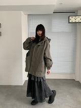 Handad Frill Check Banding Long Skirt