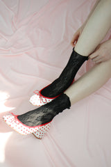 rose ankle socks (black)