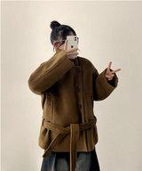 ポニーシックベルトダブルハイネックコート