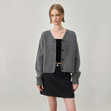 (CD-2192)ESSENTIAL WOOL DOUBLE COLOR CARDIGAN