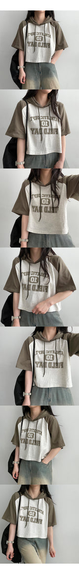 Girl's raglan short-sleeved cropped T-shirt