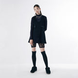 Wool button mini dress 001