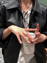 Rib Leather Blouson Jumper / 2 colors