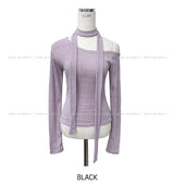 Linna Unbalanced Shoulder Scarf Long Sleeve