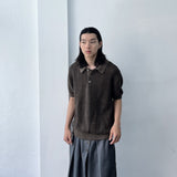 Muted Grid Knit Short Sleeve Top