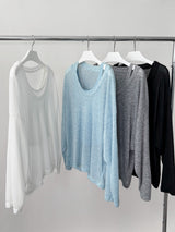 Two-wear loose long-sleeved off-shoulder T-shirt