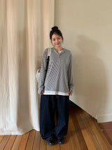 [unisex] アンリウォーマーヘンリーネックオーバー長袖Tシャツ