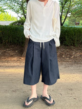 ワッフルオーバーヘンリーネック長袖Tシャツ