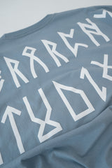 Hierarchy Studios - ルーンワイドロゴオーバーサイズTシャツ ダスティーブルー