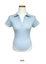 Rie rounding collar short-sleeved T-shirt