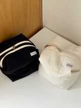 Clam Big round pouch _ Quilting cream