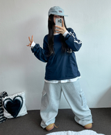 WAFFLE PUNCHING 🧇WIDE CARGO PANTS 🩶🖤2CCOLOR