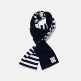 Striped knit muffler / Navy ivory