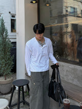 Thorpe layered long-sleeve henley neck