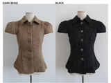 TWINKLE TWEED PUFF JACKET BLOUSE IN BLACK