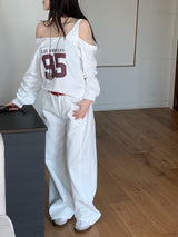 Fine X Strap Two-way Button Wide Long Pants