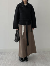 [wool70%] バーネットウールベルテッドショートコート