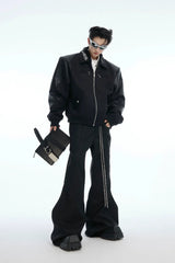 Deconstructed Flare Pants with Chain