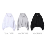 ネストボタンフーディージップアップ (3 Colors)