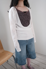 frill bermuda denim