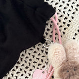 Deli rabbit string bag (black_pink)