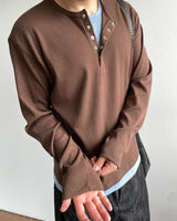 Rib Layered Henley Long Sleeve