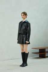 MOLLY LEATHER CROP JACKET / BLACK