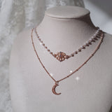 Art Nouveau Moon Necklace - Rosegold Color