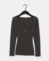 sort V-neck button slim fit V-neck T-shirt