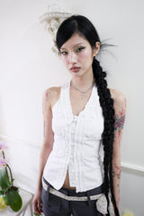 Frill halterneck sleeveless