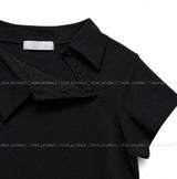 フォルネルアンバランス襟付き半袖Tシャツ