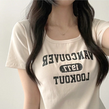 ローブレタリングスクエアネックショートスリーブTシャツ