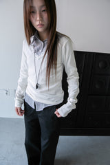 lace v-neck ribbed top(3colors)