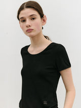 NUBASIC レース リブ Tシャツ ブラック