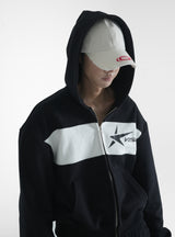 STAR LOGO HOODIE ZIP-UP BLACK