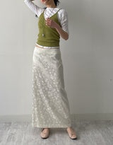 Jacquard Satin H-Line Long Skirt