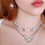 [IDLE Shuhua Necklace] Love Goth Bat Chain Semi Choker Necklace