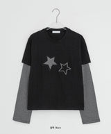 Baffon Stripe Star Layered Long Sleeve Tee