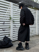RELABEL Interactive (Black Bone) V-Cut Bone Structure Muscle 90 National Standard Inner/Outer Layered Rib-Knit Down Jacket