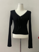 Lace Ribbon Long Sleeve
