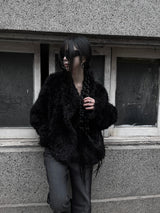 noir chic teddy fur jacket