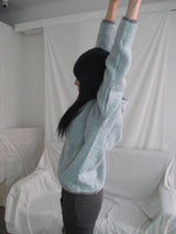 high-neck knit hoodie