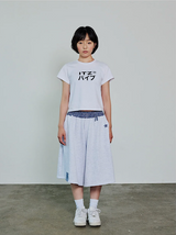 チェックバンディングバミューダパンツ - ライトグレー