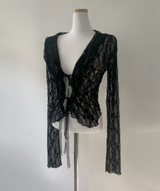 Ener レースフリルカーディガン (Black)