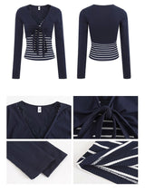Bolero Layered Stripe Long Sleeve Top