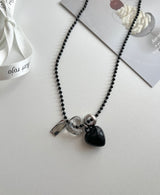 blo black chic stainless steel bold heart county line layered long necklace