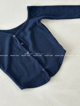 shoulder unbalanced ribbed cardigan