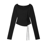 [mnem] ダイヤモンドネック コルセットフーディー (black)