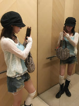 Distressed Washed Denim Hot Pants (3c)