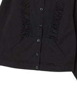 COTTON SHIRRING HOOD JACKET BLACK